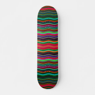 Vacker färgstark Vågigt Rand Mönster Skateboard Bräda 21,5 Cm