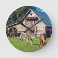 Vacker Farm Scene med Horses och Barn