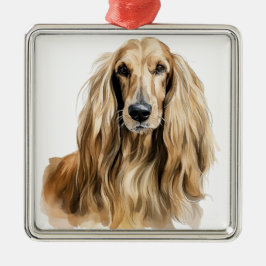 VACKER FAWN AFGHAN HOUND HUND JULGRANSPRYDNAD METALL