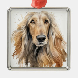 VACKER FAWN AFGHAN HOUND HUND JULGRANSPRYDNAD METALL