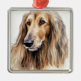 VACKER FAWN AFGHAN HOUND HUND JULGRANSPRYDNAD METALL