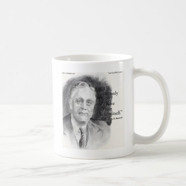 Vacker FDR-porträtt & "Rädsla sig själv" -citat Kaffemugg (Höger)