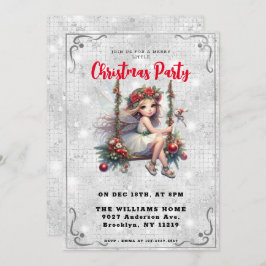 Vacker fe silver vit glitter julfestfirande inbjudningar