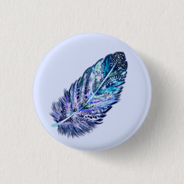 Vacker Feather Blue Button - Anpassningsbar Färg Knapp (Framsida)