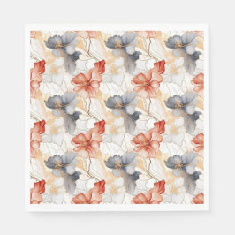 Vacker feminin persikosafton blå och vit blommig pappersservett