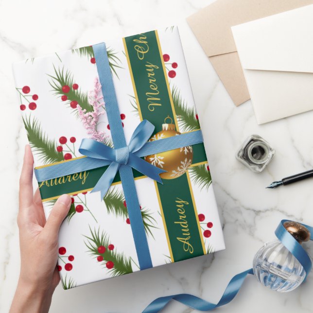 Vacker Festlig Jul Typografi med Järnek Presentpapper (Gifting)