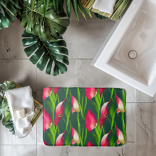 Vacker fet rosa & grön Calla Lilly blommor Wr Badrumsmatta