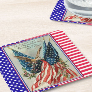 Vacker fjärde juli patriotisk flagga med örn underlägg papper kvadrat