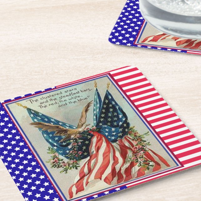 Vacker fjärde juli patriotisk flagga med örn underlägg papper kvadrat (Skapare uppladdad)