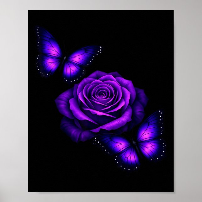 Vacker fjäril lila ros fjäril älskare poster (Framsidan)