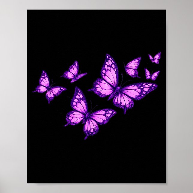 Vacker Fjäril Lila Ros Fjäril Älskare Poster (Framsidan)