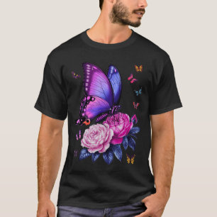 Vacker Fjäril Lila Ros Fjäril Älskare W T Shirt