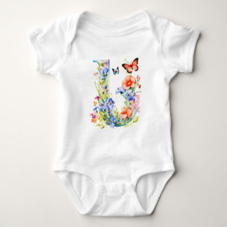 Vacker fjäril-monogram med vilda blommor t shirt