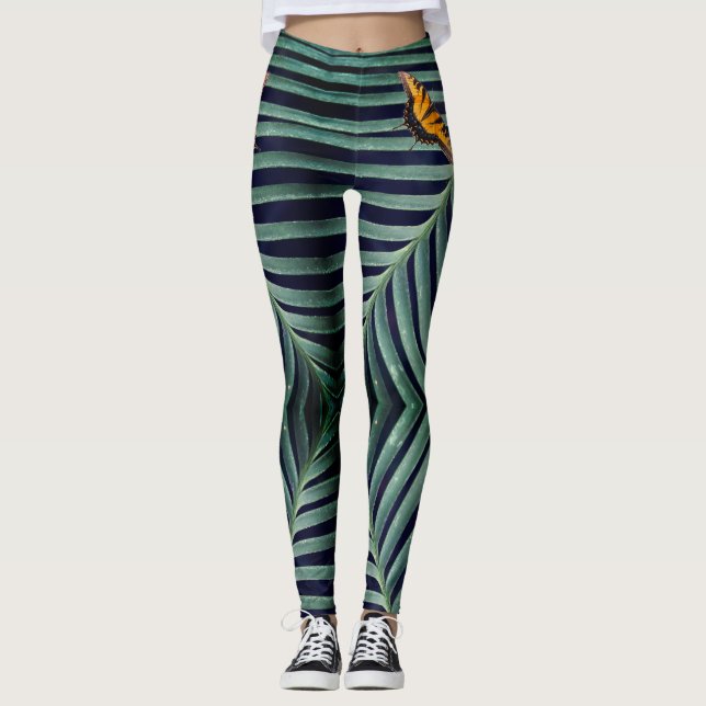 Vacker fjäril på Löv Leggings (Framsida)