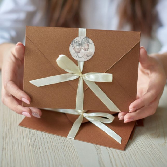 Vacker fjärilbröllopsduschdekal runt klistermärke (Skapare uppladdad)