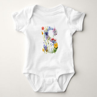 Vacker fjärilmonogram med vildblomma t shirt