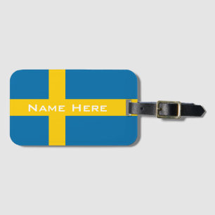 Vacker flagga av Sverige med monogram Bagagebricka