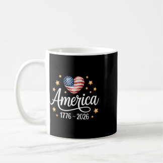 Vacker Flagga Hjärta 1776 2026 4:e Juli 250-årsdag Kaffemugg