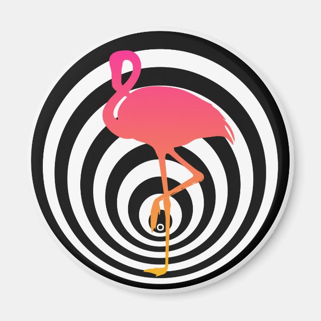 Vacker flamingo i cirklar magnet (Framsidan)