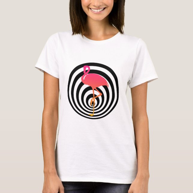 Vacker flamingo i cirklar t-shirt (Framsida)