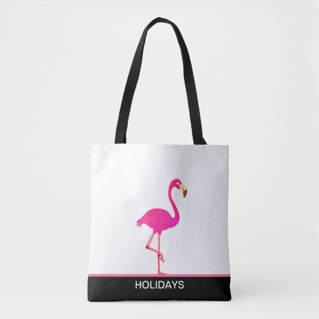 Vacker flamingo i svart och vitt tygkasse (Framsida)
