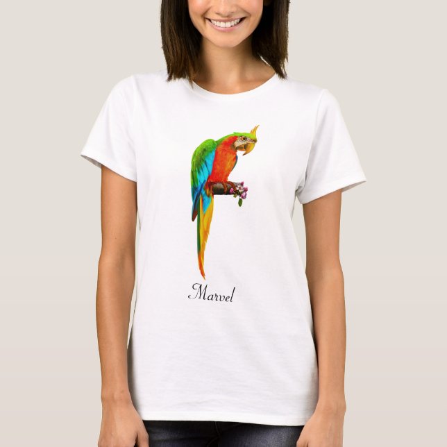 Vacker flerfärgad ara-fågel t shirt (Framsida)