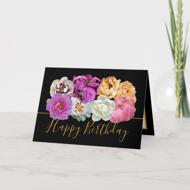Vacker flerfärgad påsklilja blomsterbukett födelse kort (Framsida)