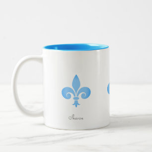 Vacker Fleur-de-lis-blomma i turkos Två-Tonad Mugg