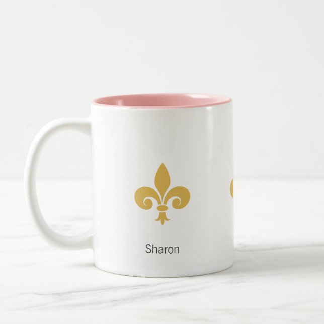 Vacker Fleur-de-lis-blomma på vit Två-Tonad Mugg (Vänster)