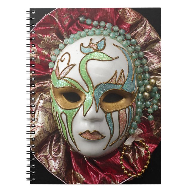 Vacker flicka Carnival Mask Anteckningsbok Med Spiral (Framsidan)