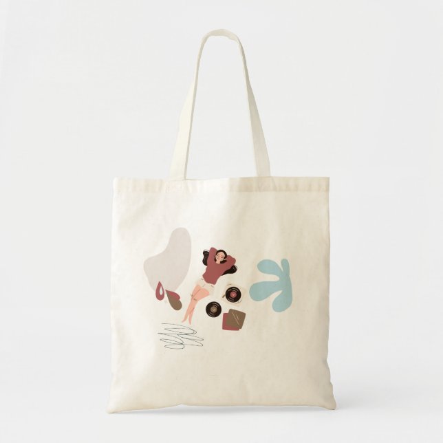 Vacker flicka design toteväska tygkasse (Framsidan)