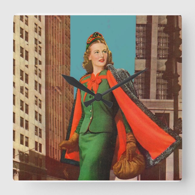 vacker flicka på 1940-talet fyrkantig klocka (Framsida)