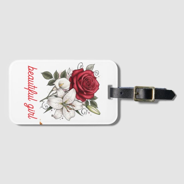 Vacker flicka Rose Tote Bag Bagagebricka (Framsida horisontal)