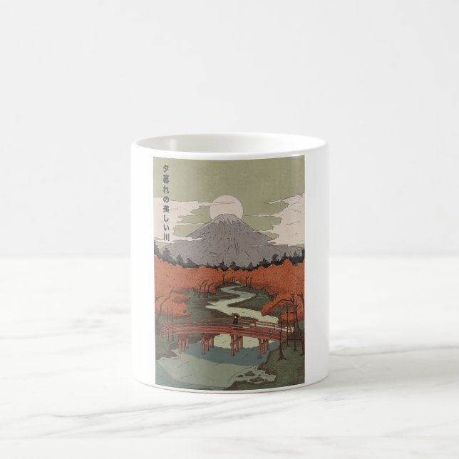 Vacker flod vid skymning kaffemugg (Center)