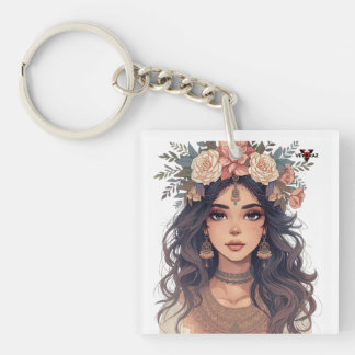 Vacker floral animeflicka – Mjuk pastellestetik