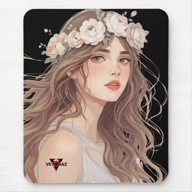 Vacker floral animeflicka – Mjuk pastellestetik Musmatta (Framsidan)