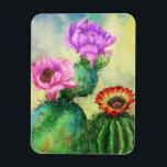Vacker Flower Cactus Magnet<br><div class="desc">Lila Rosa Red Cactus Flowers Colorful Cacti Magnets - MIGNED Art Painting</div>