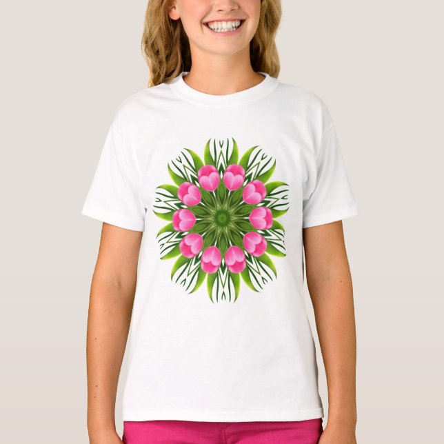 Vacker Flower Mandala Design-79358 T Shirt (Framsida)