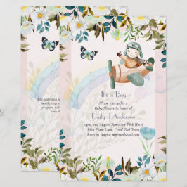 Vacker Flygplans Pilot Pojkar Baby Shower Inbjudan