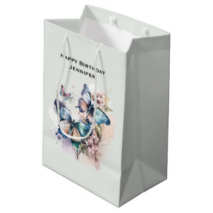Vacker Födelsedag med Fjärilar och Blommor