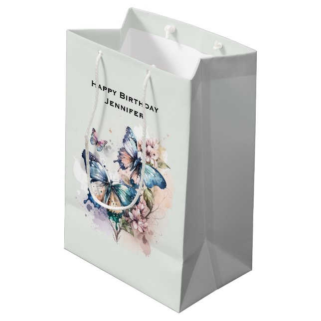 Vacker Födelsedag med Fjärilar och Blommor (Baksidan Vinklad)