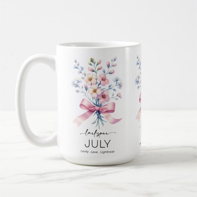 Vacker födelsemånad blomma/Juli/ Kaffemugg (Vänster)