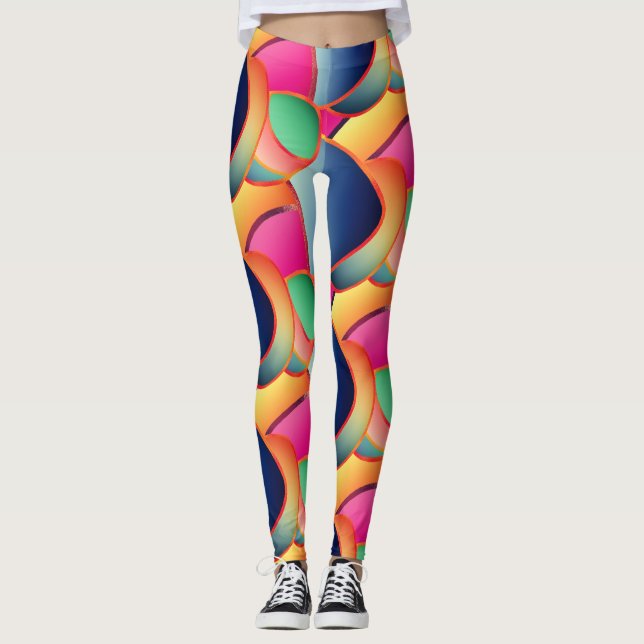 Vacker folie färgrik gradient virvlande mönster leggings (Framsida)