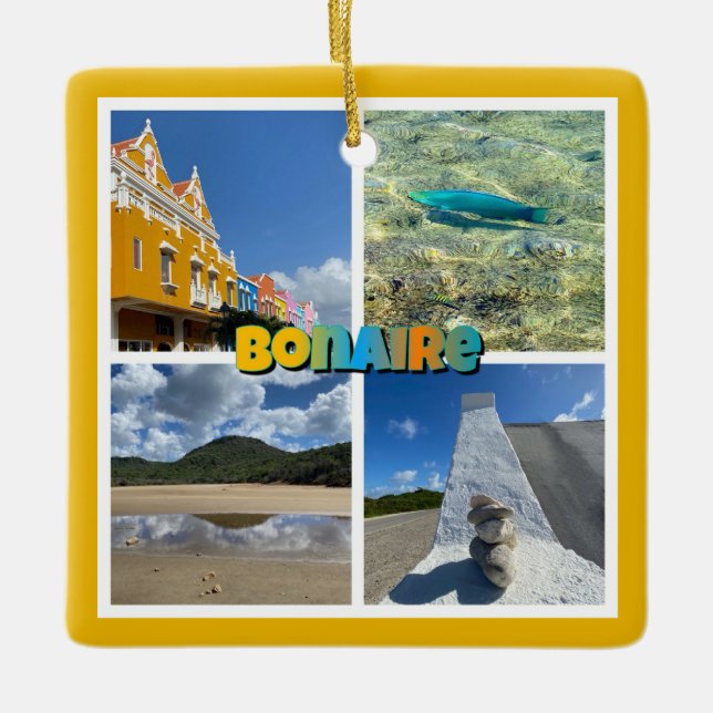 Vacker fotokollage från Bonaire Julgransprydnad Keramik (Framsida)