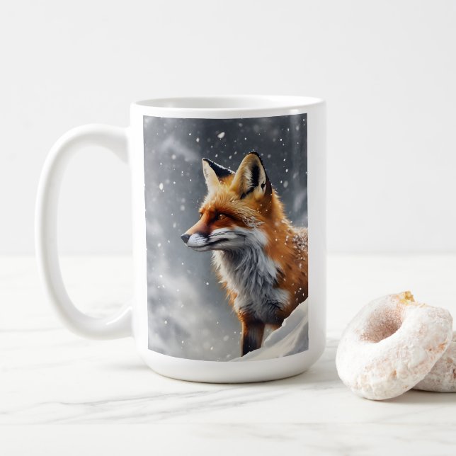 Vacker Fox i Snö Kaffemugg (Med munk)