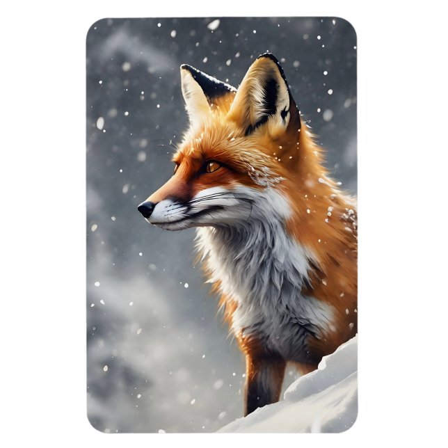 Vacker Fox i Snö Magnet (Vertikal)