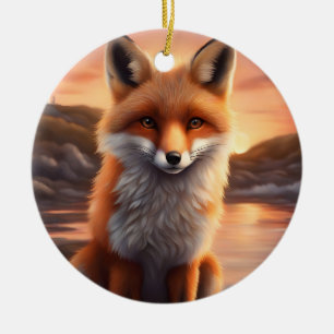 Vacker Fox Julgransprydnad Keramik