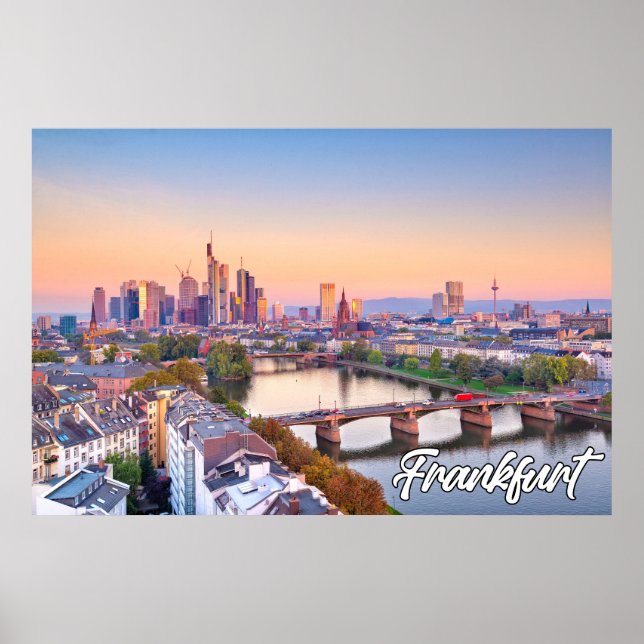 Vacker Frankfurt, Tyskland, vid Sundown Poster (Framsidan)
