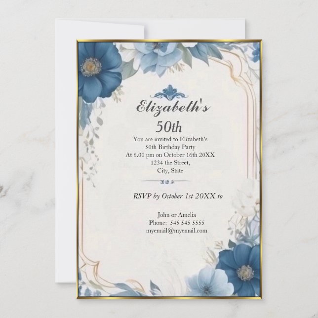 Vacker fransk vintage 50-årsfest inbjudningar (Framsida)