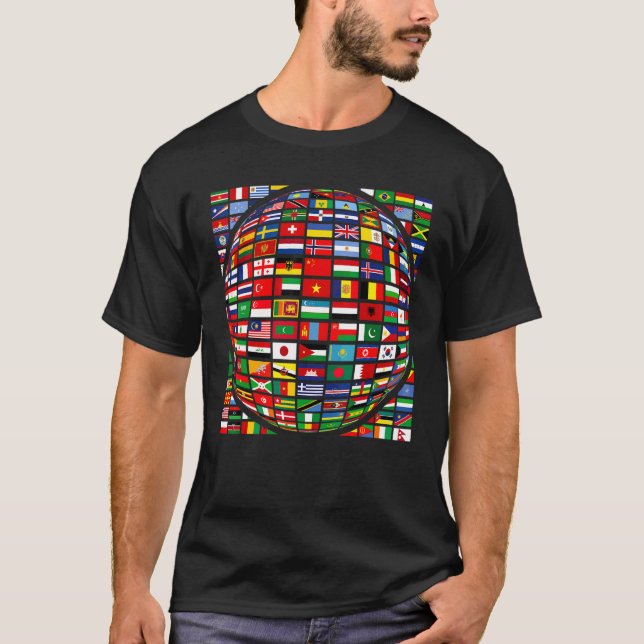 Vacker Fred Alla Världens Flaggor Mot Rasism 4 T Shirt (Framsida)
